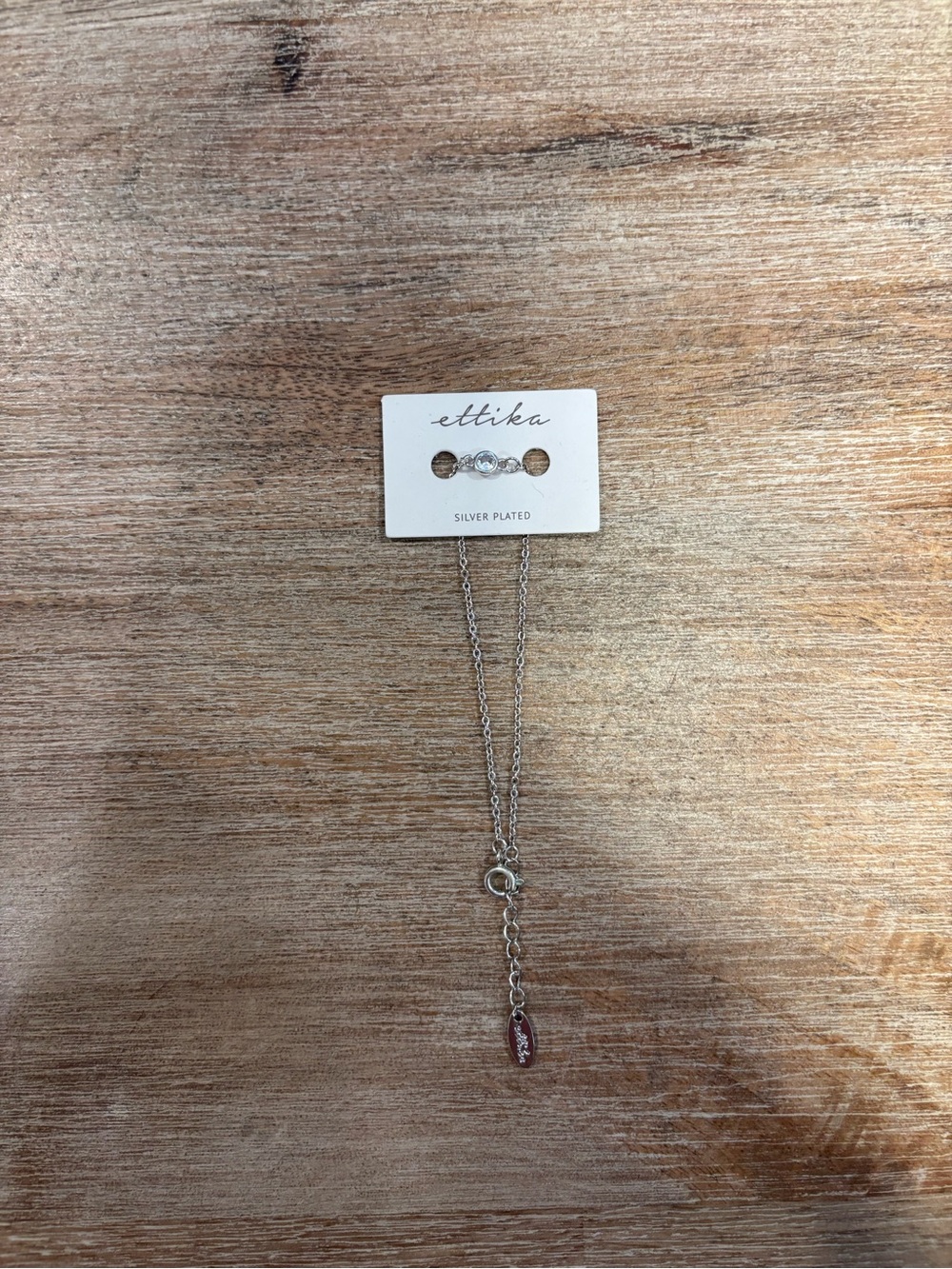 ettika Silver Plated Bracelet with Crystal Charm